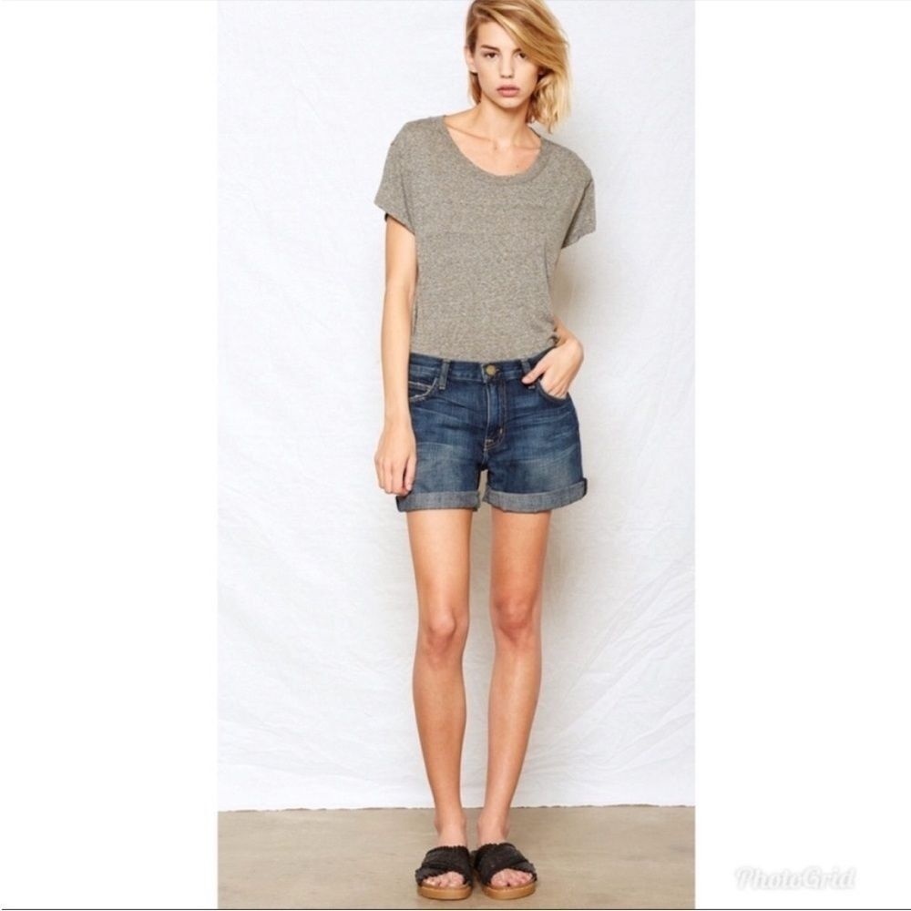 Current/Elliott Relaxed Boyfriend High Rise Dark Wash Cuffed Jean Shorts 28